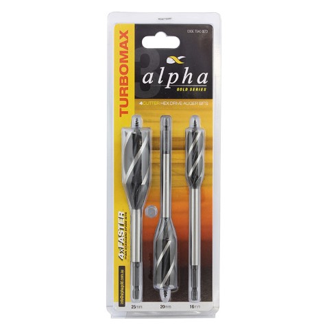 ALPHA DRILL TUROBMAX 4 CUTTER SET - 3PCE (16 20 25MM)